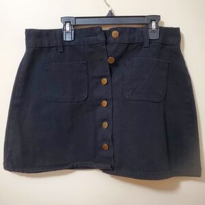 Black Denim Mini Skirt with Buttons (Size 6)